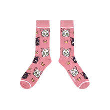 Load image into Gallery viewer, Sailor Moon Crystal Luna & Artemis Pink Crew Socks
