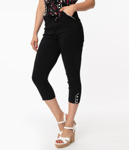 Load image into Gallery viewer, Black Western Clementine Capri Pants