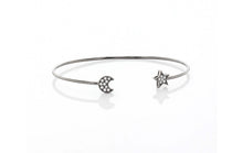 Load image into Gallery viewer, Moon and Star Dainty Adjustable Bangle Bracelet