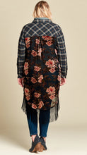 Load image into Gallery viewer, Jo Flannel Kimono with Velvet Floral Burnout Back