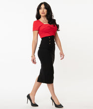 Load image into Gallery viewer, Black Sailor High Waist Sierra Pencil Skirt