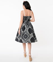Load image into Gallery viewer, Black Bandana Print Rockie Swing Dress