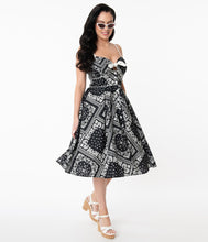 Load image into Gallery viewer, Black Bandana Print Rockie Swing Dress