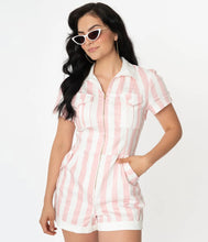 Load image into Gallery viewer, Pink and White Striped Mia Romper