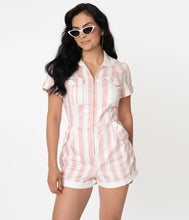 Load image into Gallery viewer, Pink and White Striped Mia Romper