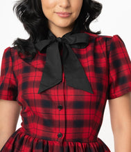 Load image into Gallery viewer, Red and Black Plaid Cora Swing Dress