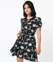 Load image into Gallery viewer, Cosmic Cat Black and White Isla Dress