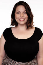 Load image into Gallery viewer, Black Retro Boat Neck Top