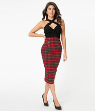 Load image into Gallery viewer, Red and Black Plaid Sailor Sierra Pencil Skirt