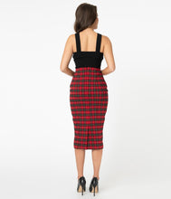 Load image into Gallery viewer, Red and Black Plaid Sailor Sierra Pencil Skirt