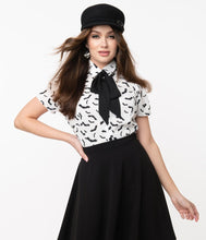 Load image into Gallery viewer, White with Black Bats Power Play Blouse