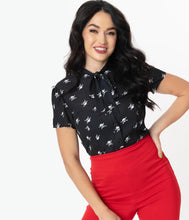 Load image into Gallery viewer, Black and White Skull Print Elsie Blouse