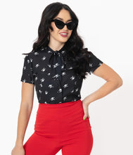 Load image into Gallery viewer, Black and White Skull Print Elsie Blouse