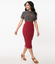 Load image into Gallery viewer, Burgundy Veronica Pencil Skirt