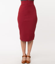 Load image into Gallery viewer, Burgundy Veronica Pencil Skirt