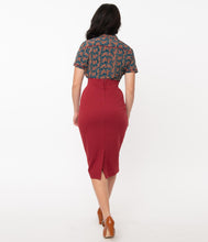 Load image into Gallery viewer, Burgundy Veronica Pencil Skirt
