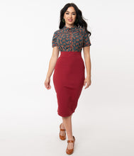 Load image into Gallery viewer, Burgundy Veronica Pencil Skirt