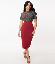 Load image into Gallery viewer, Burgundy Veronica Pencil Skirt