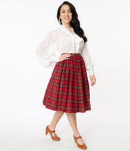Load image into Gallery viewer, Red Plaid Gellar Swing Skirt