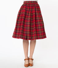 Load image into Gallery viewer, Red Plaid Gellar Swing Skirt