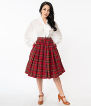 Load image into Gallery viewer, Red Plaid Gellar Swing Skirt