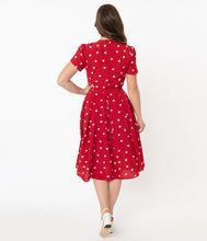 Load image into Gallery viewer, Red and White Hearts Print Dahlia Swing Dress