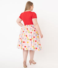 Load image into Gallery viewer, Pink and Multicolored Hearts Print Susannah Swing Skirt