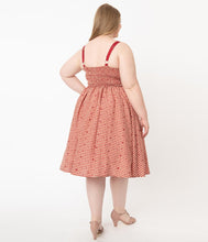 Load image into Gallery viewer, Red Plaid and Hearts Rockie Swing Dress