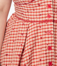 Load image into Gallery viewer, Red Plaid and Hearts Rockie Swing Dress