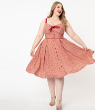 Load image into Gallery viewer, Red Plaid and Hearts Rockie Swing Dress
