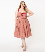 Load image into Gallery viewer, Red Plaid and Hearts Rockie Swing Dress