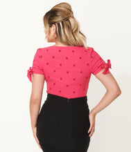Load image into Gallery viewer, Hot Pink and Red Polka Dot Noreen Top