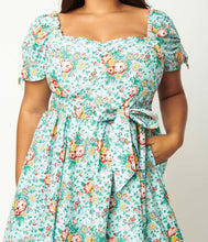 Load image into Gallery viewer, Blue and Multicolor Floral Print Dakota Flare Dress