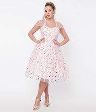 Load image into Gallery viewer, Pink and Rainbow Hearts Garden State Swing Dress