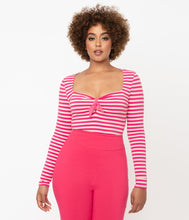 Load image into Gallery viewer, Hot Pink Stripe Maxine Top
