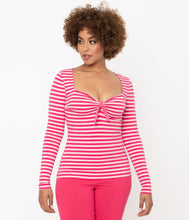 Load image into Gallery viewer, Hot Pink Stripe Maxine Top