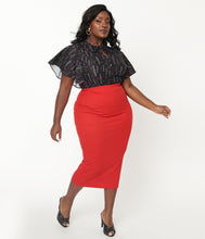 Load image into Gallery viewer, Red Knit Cyd Midi Pencil Skirt