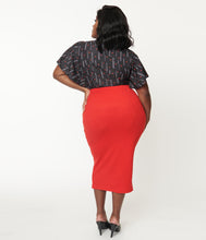Load image into Gallery viewer, Red Knit Cyd Midi Pencil Skirt