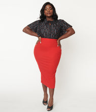 Load image into Gallery viewer, Red Knit Cyd Midi Pencil Skirt