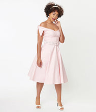 Load image into Gallery viewer, Pink and White Gingham Prairie Swing Dress