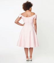 Load image into Gallery viewer, Pink and White Gingham Prairie Swing Dress