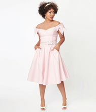 Load image into Gallery viewer, Pink and White Gingham Prairie Swing Dress
