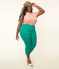 Load image into Gallery viewer, Teal Heart Pocket Smarty Pants Capri