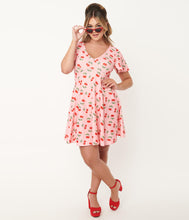 Load image into Gallery viewer, Pink and Cherry Print Poppy Fit and Flare Dress
