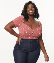 Load image into Gallery viewer, Rose and Tulip Print Sweetheart Nora Top