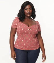 Load image into Gallery viewer, Rose and Tulip Print Sweetheart Nora Top