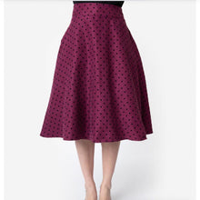 Load image into Gallery viewer, Wine and Black Polka Dot Vivian Skirt