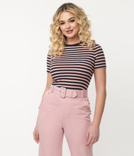 Load image into Gallery viewer, Pink and Navy Striped Back to Basics Tee