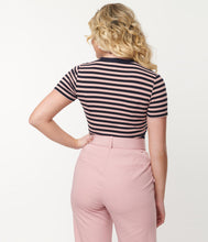 Load image into Gallery viewer, Pink and Navy Striped Back to Basics Tee
