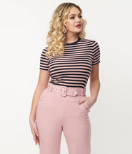 Load image into Gallery viewer, Pink and Navy Striped Back to Basics Tee